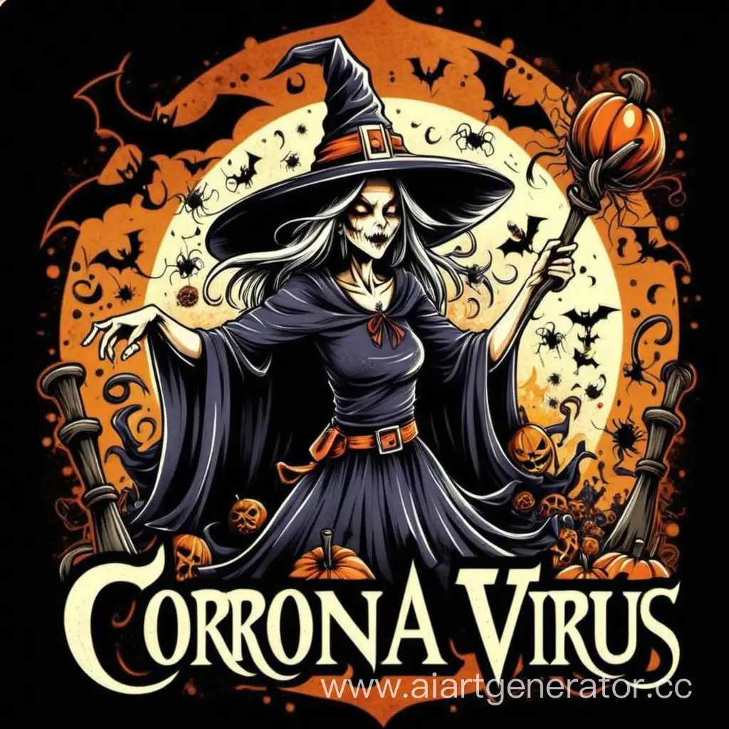 T-shirt design 2024 corona virus fight witch all 