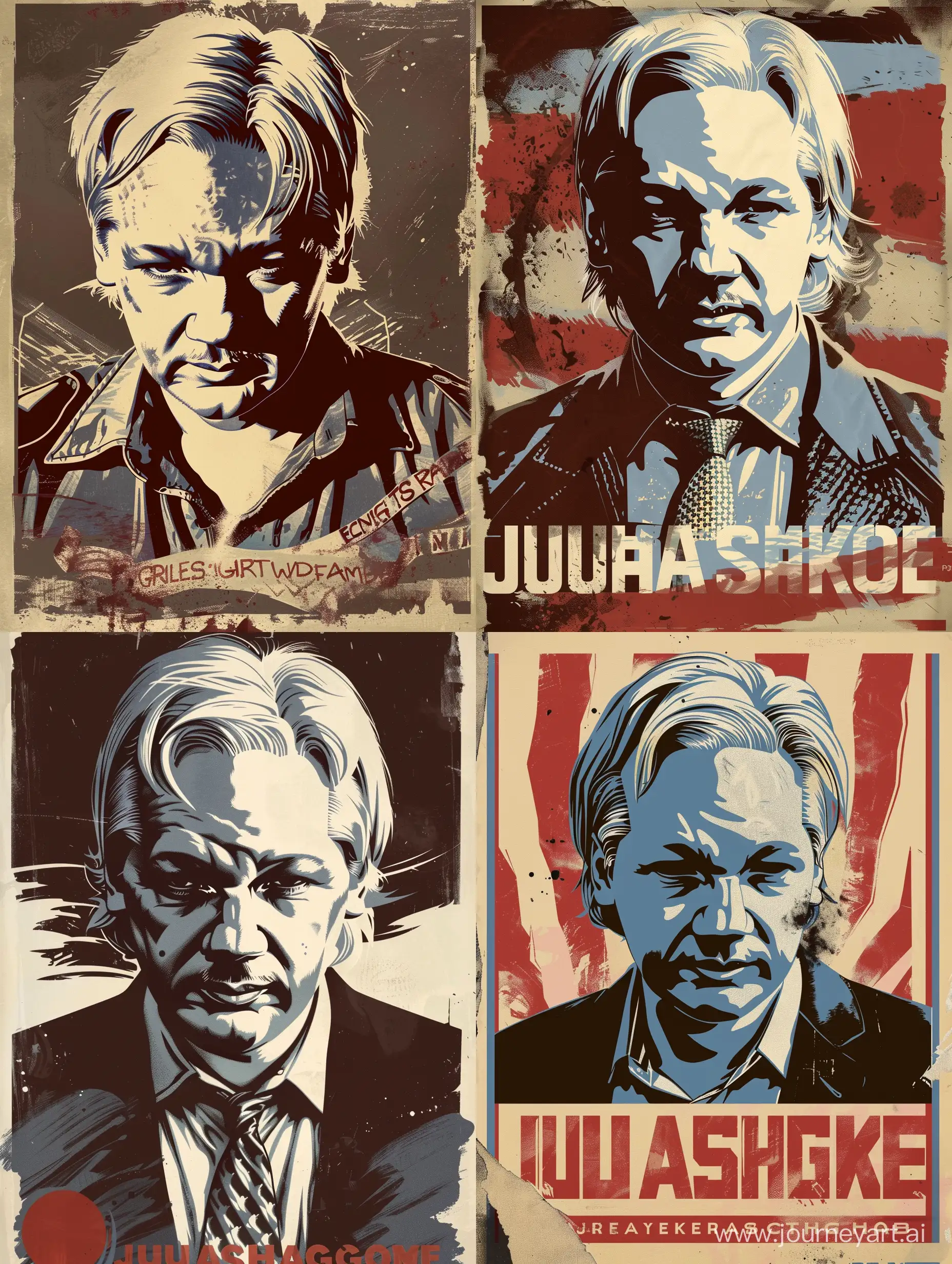 Vintage-Poster-Art-of-Julian-Assange-Exposing-War-Crimes
