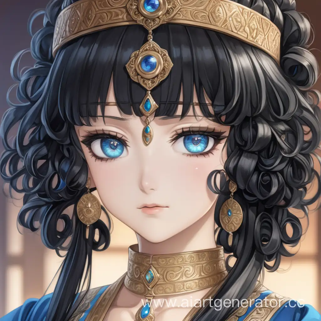 Sultans-Concubine-Anime-Girl-with-Black-Curly-Hair-and-Blue-Eyes