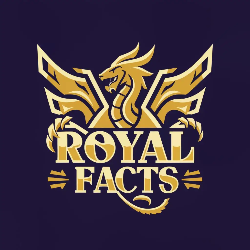 a logo design,with the text "Royal_facts", main symbol:Dragon,Moderate,be used in Entertainment industry,clear background