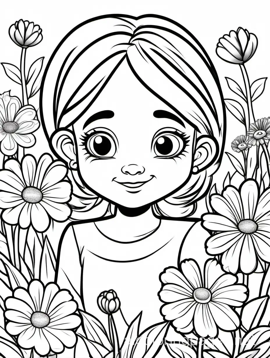 Adorable-Mom-and-Baby-Ant-Portrait-in-Floral-Surroundings-Coloring-Page
