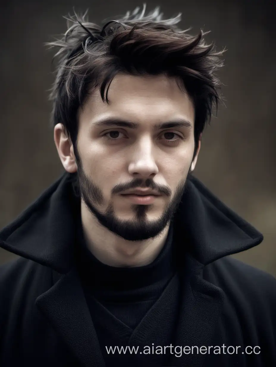 Stylish-Young-Hermit-in-Black-Coat-and-Sweater-Portrait