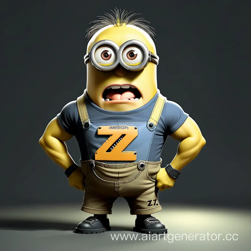 Buff-Minion-in-ZInscribed-Tshirt-Flexing-Muscles