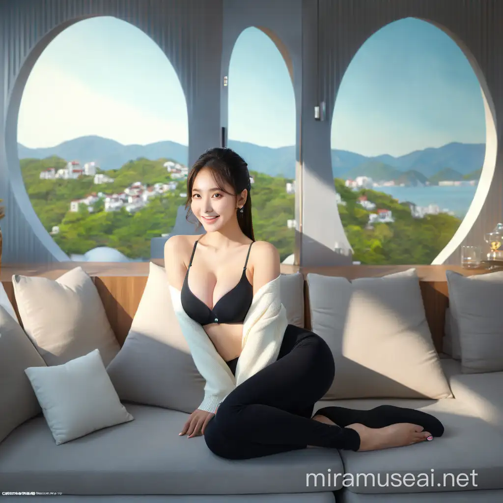 Hyper Realistic Korean Artist Standing with Beautiful Bridge Background
