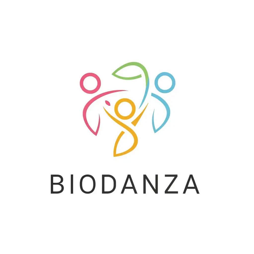 a logo design,with the text "Biodanza", main symbol:people in a circle while dancing,Minimalistic,clear background