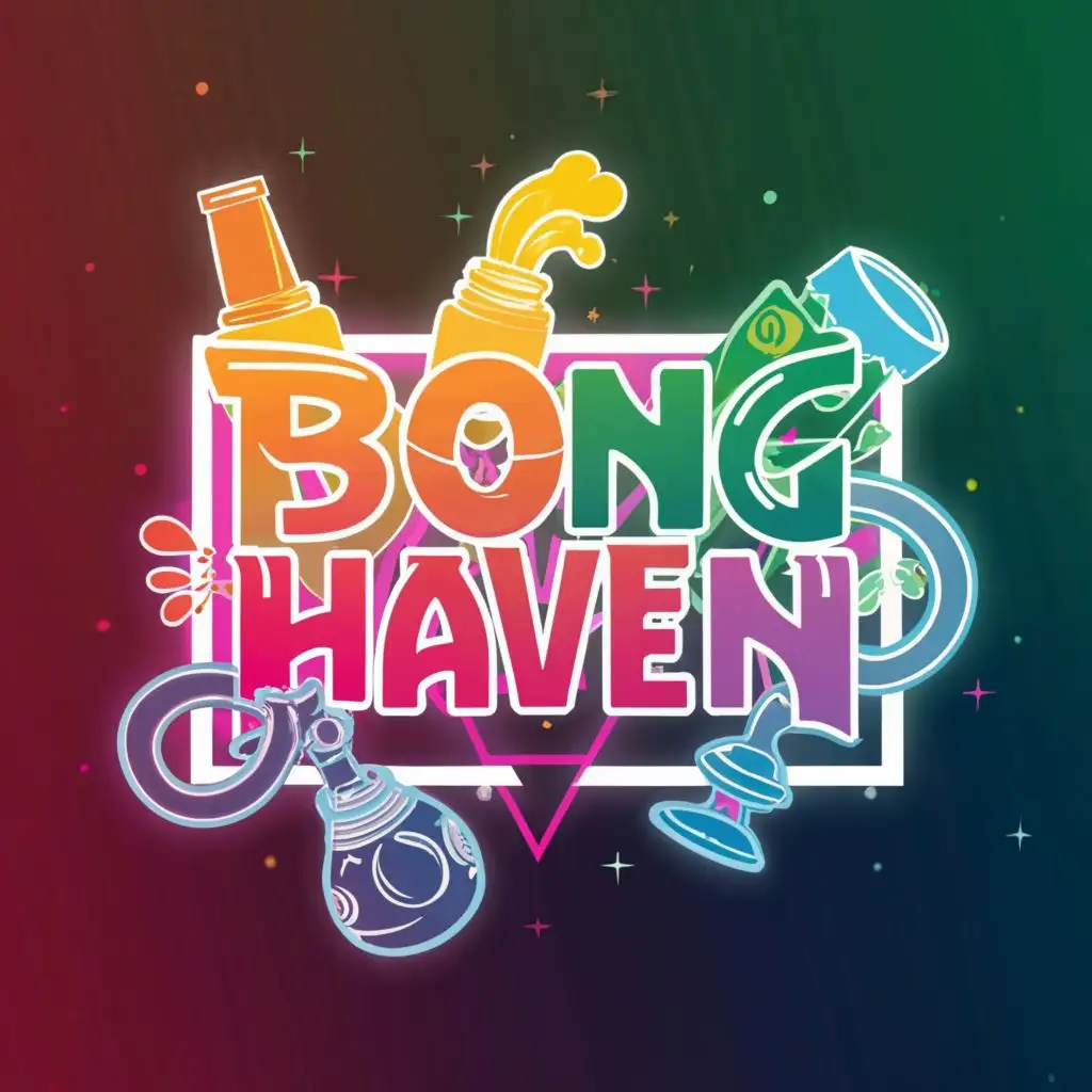 LOGO-Design-For-Bong-Haven-Vibrant-Synthwave-Typography-in-a-White-Box