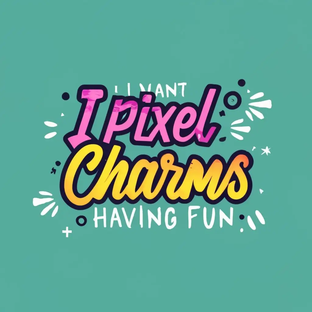 logo, I want roblox girls having fun. , with the text "Pixel Charms", typography, be used in Entertainment industry
