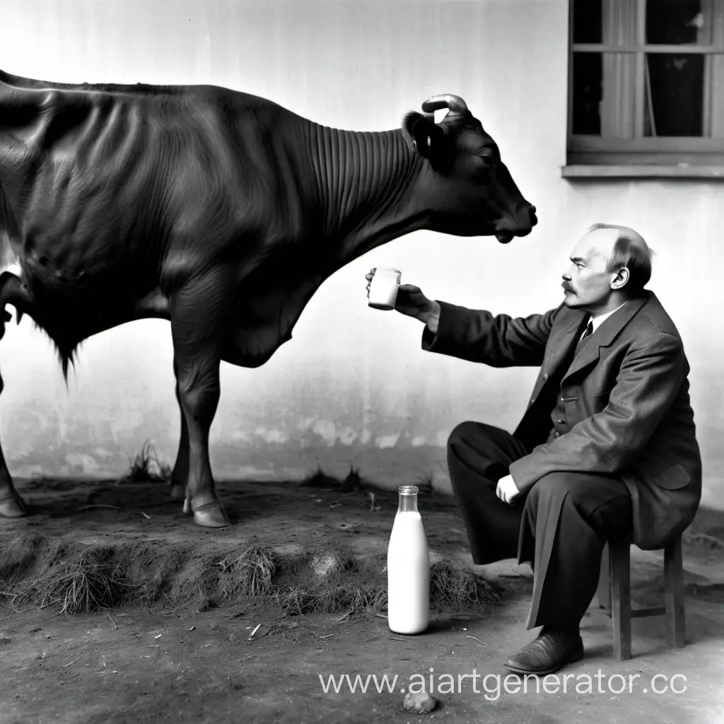 Lenin-Drinking-Milk-Next-to-a-Cow