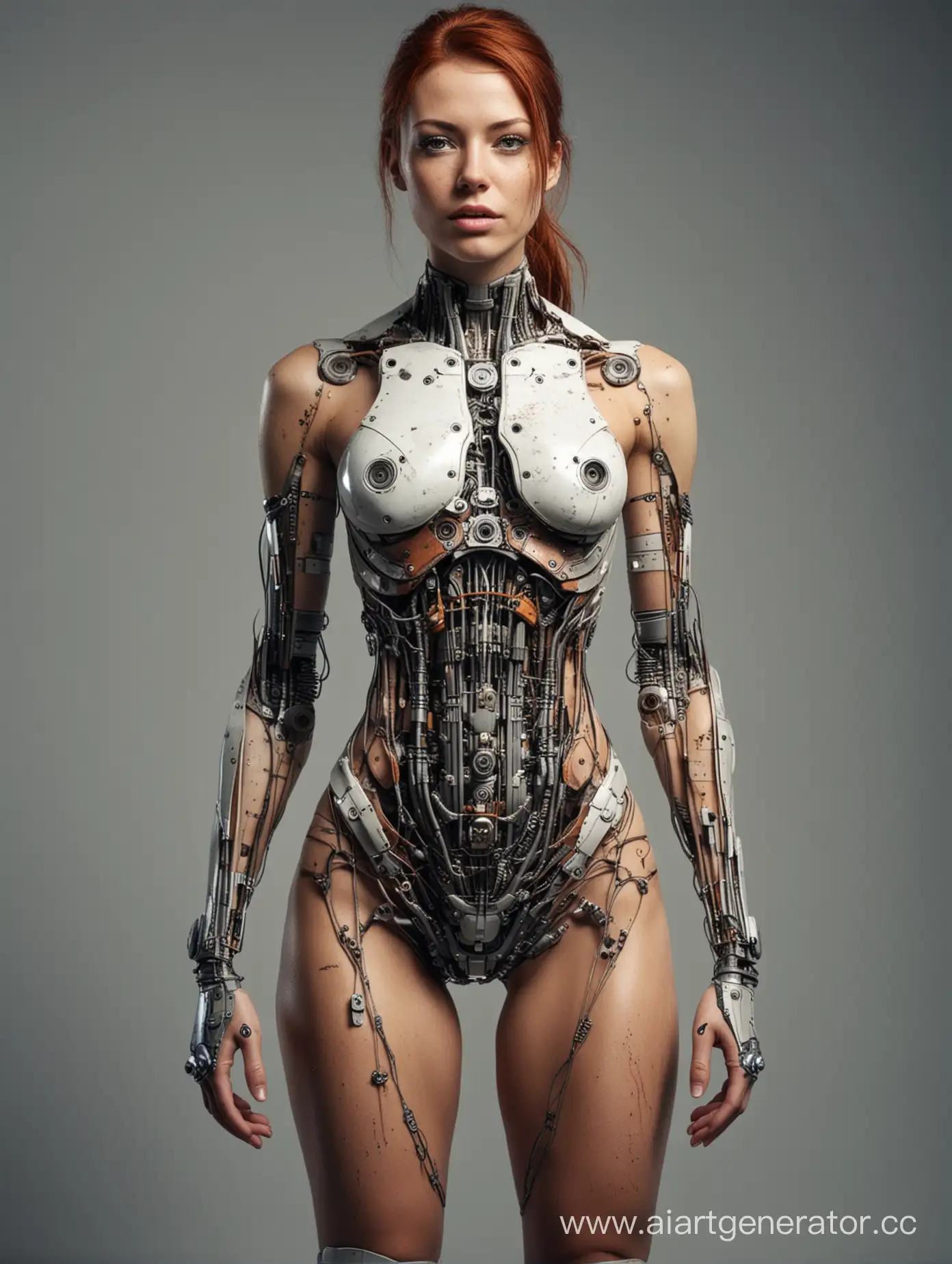 Rusty-Cyborg-Woman-with-Exposed-Mechanisms-and-Wires