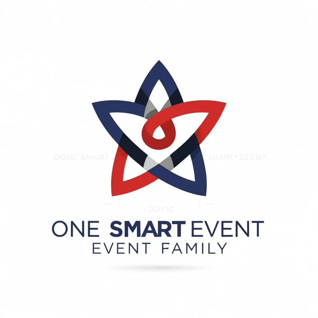 logo, modern star with color Dark blue and red.
Background white., with the text "One SMART Event Family", typography, be used in Home Family industry