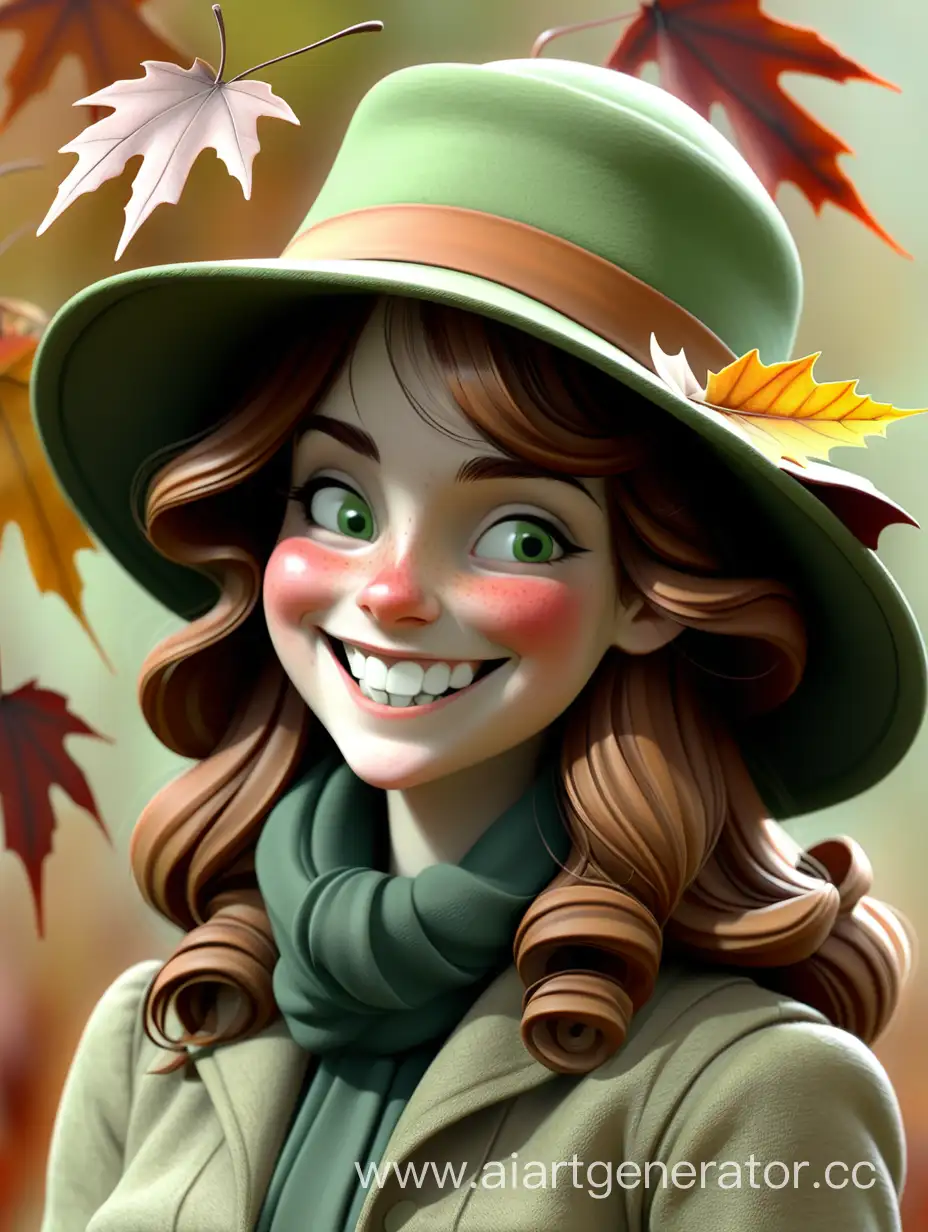 Mary Bridget Bennet, autumn, green hat, green spencer, smile