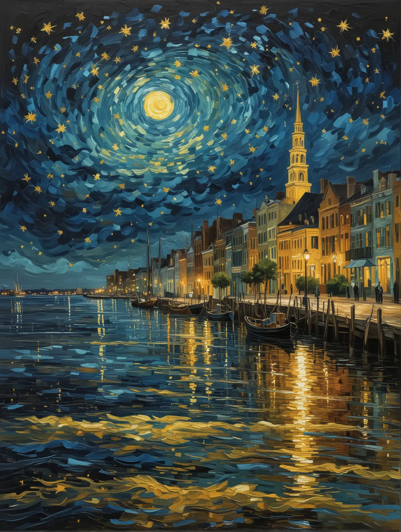 Vibrant-Starry-Night-Over-Charleston-Abstract-Van-Goghinspired-Painting