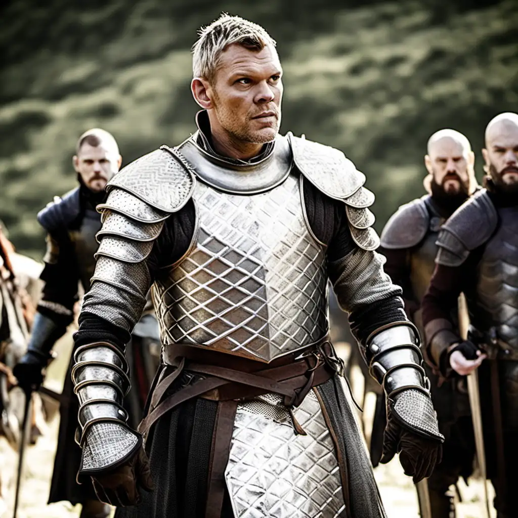 Peter Pellegrini wearing silver armor in Game of Thrones