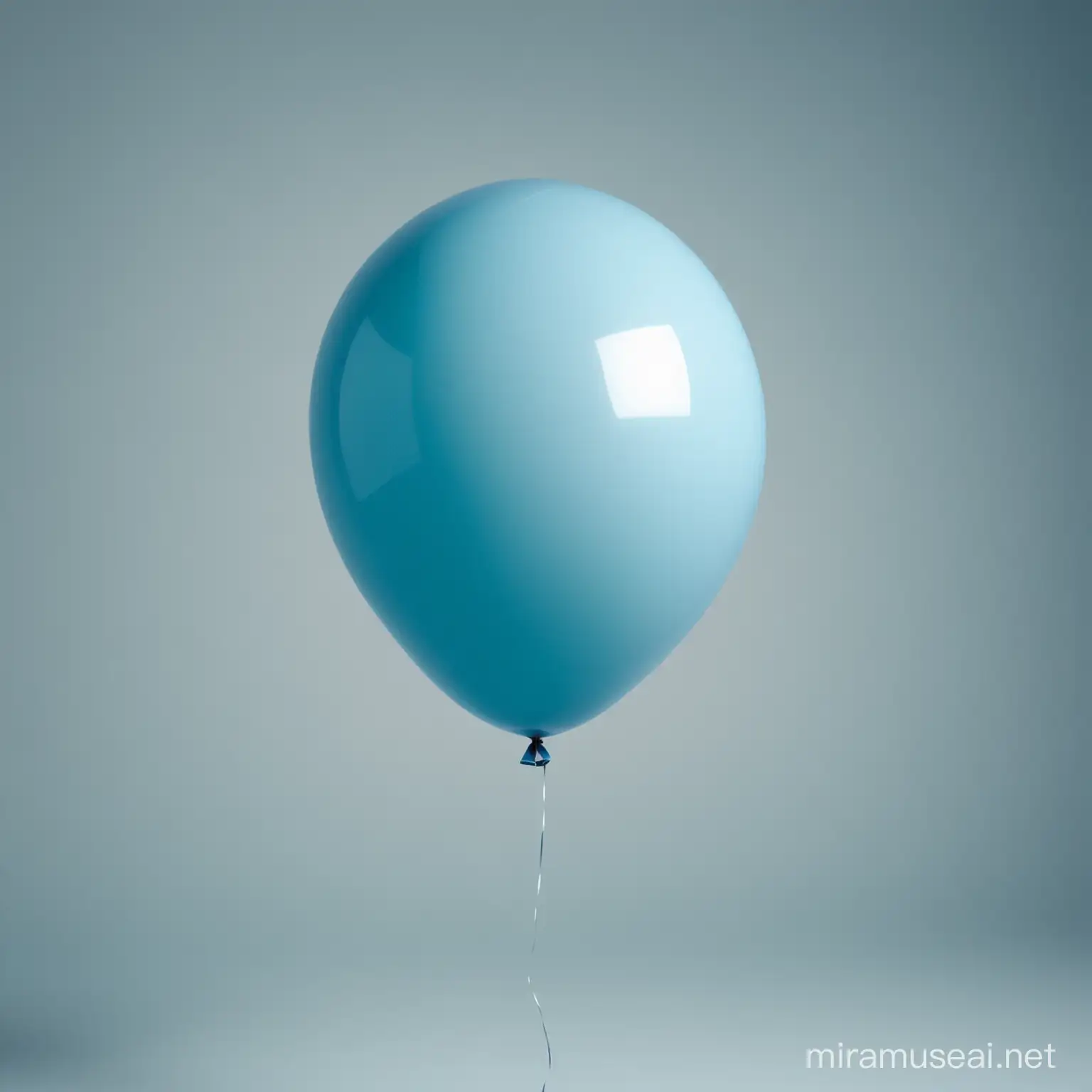 The Image Shows blue balloon. The balloon is set against an isolated background. It is the perfect balloon with a symmetrical, geometric and beautiful shape.