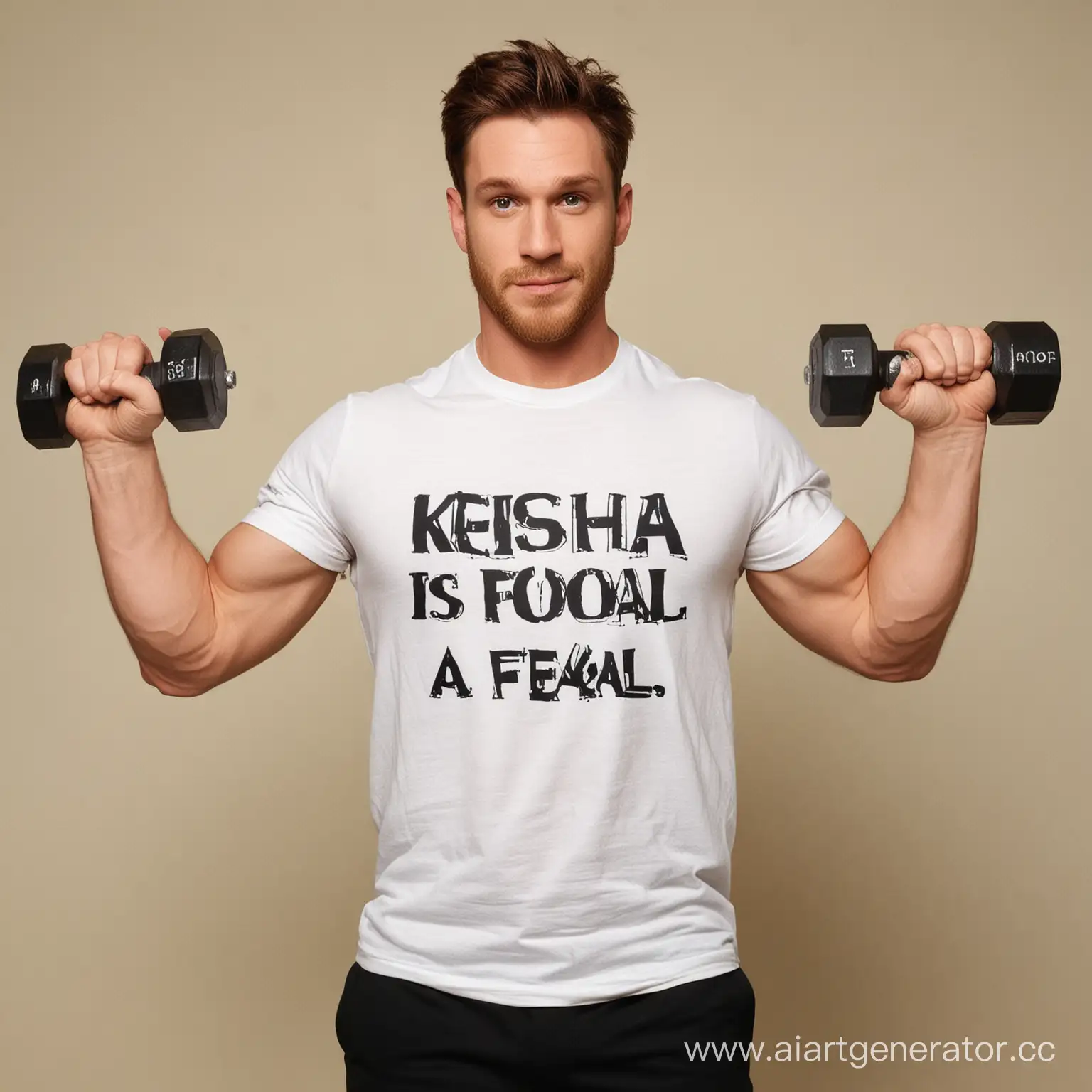Fitness-Enthusiast-Patrick-Working-Out-with-Dumbbell-and-Unique-Tshirt