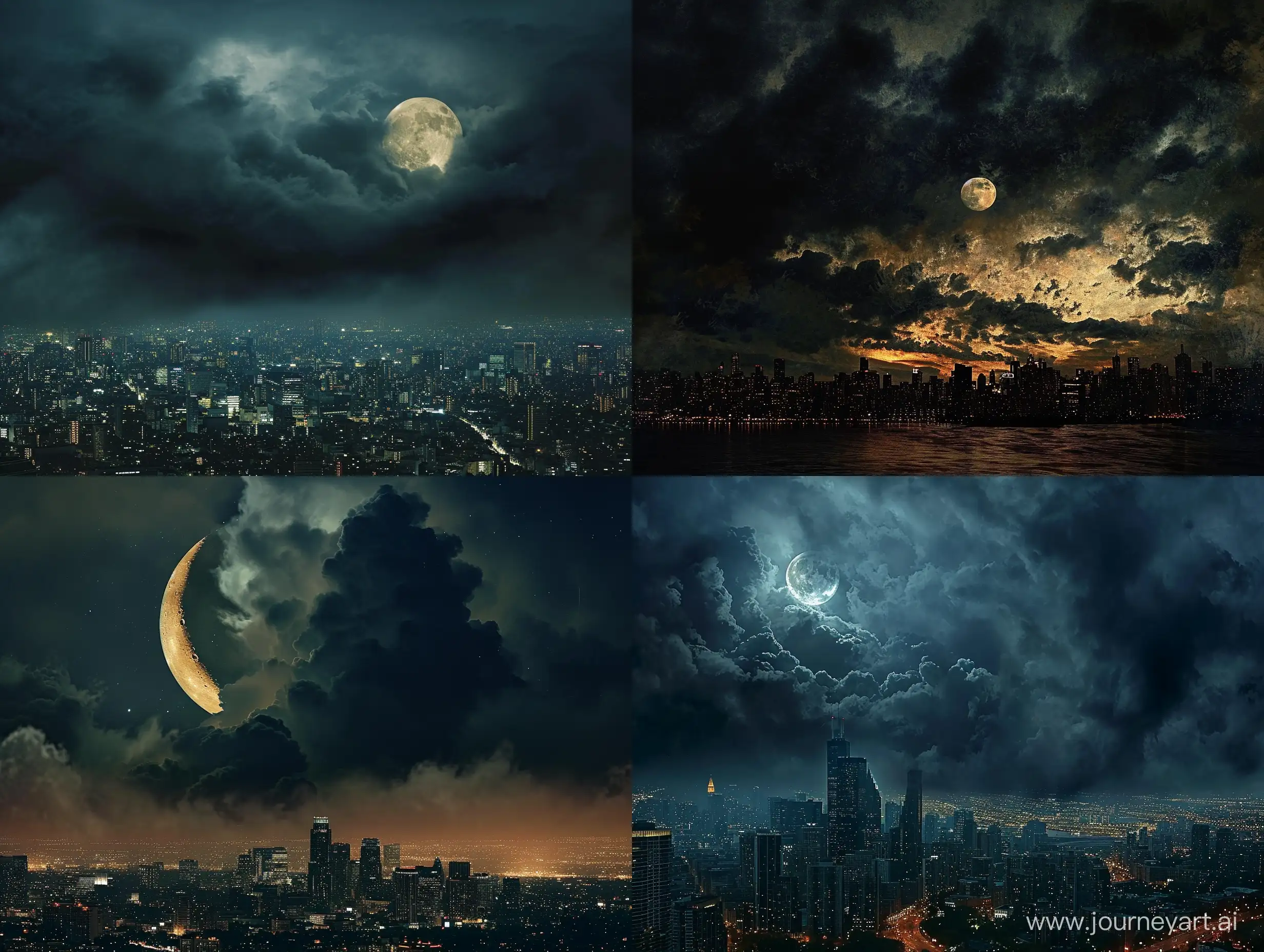 Enchanting-Cityscape-Under-the-Moonlight-with-Dark-Clouds