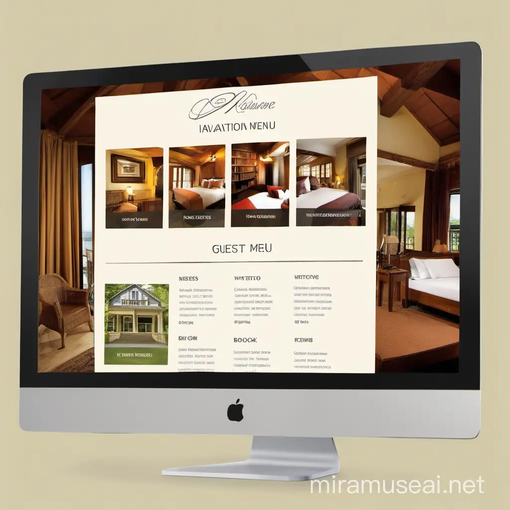 Design a navigation menu for a guest house website that highlights 'Book Now' with a distinctive style or color to draw attention