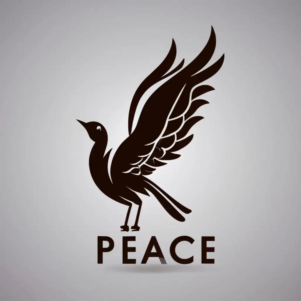 logo, a secretary bird logo for oil company, with the text "Peace", typography, be used in Religious industry