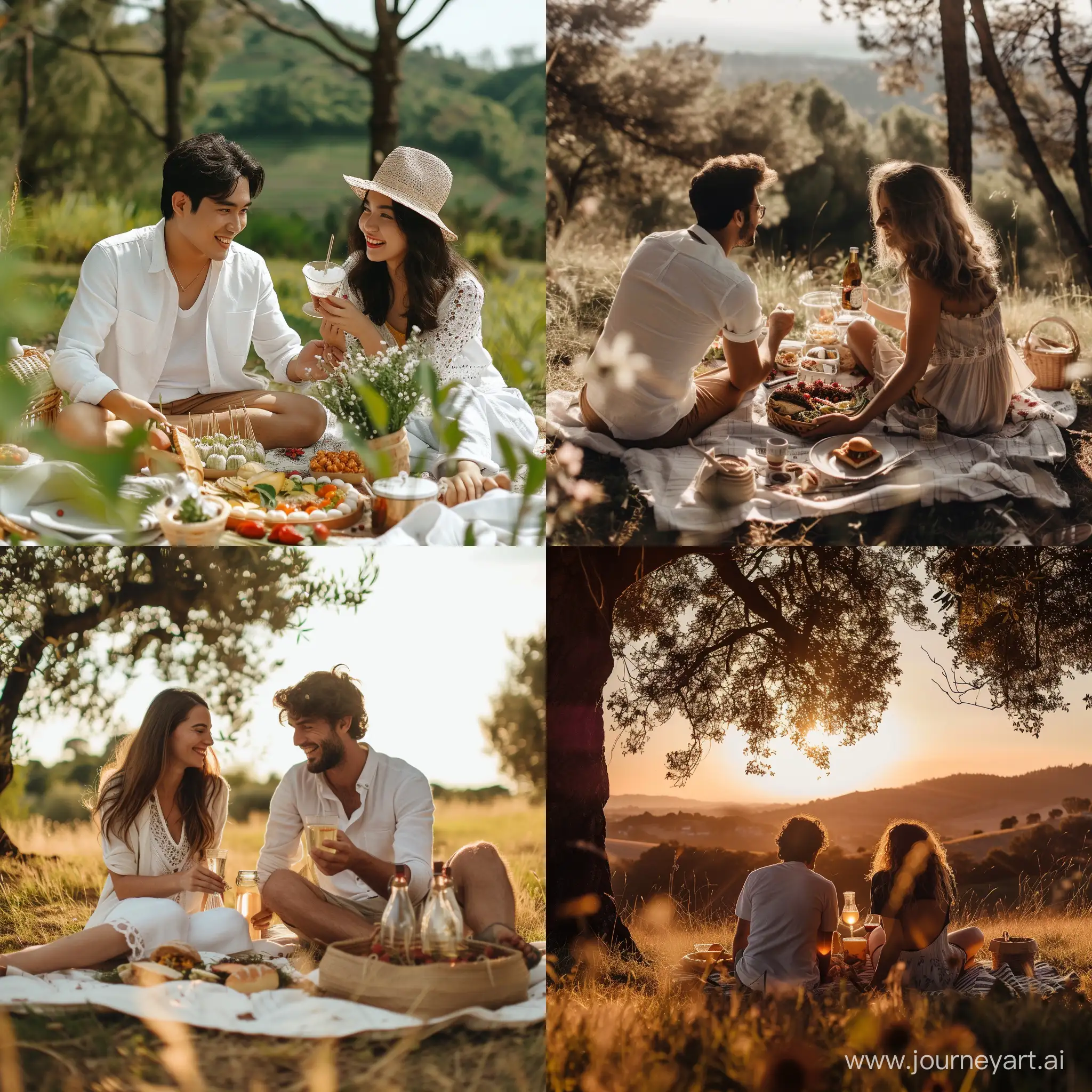 create an image of a couple having a romantic picnic --v 6 --ar 1:1 --no 50594