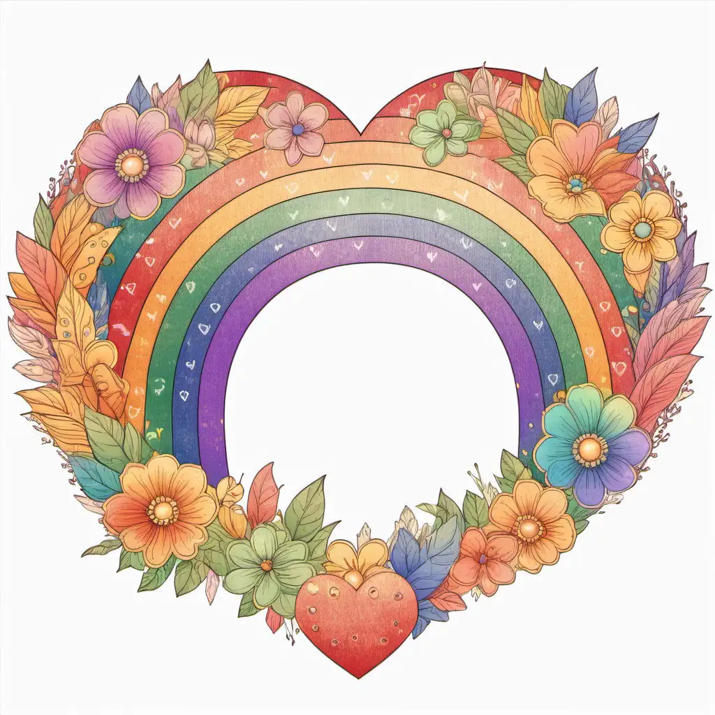 Boho Rainbow Clipart Vibrant Heart Rainbow Illustration for Creative Projects