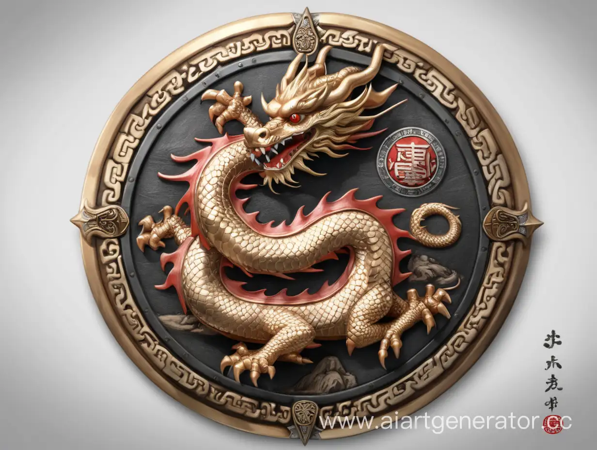 Medieval-Shield-Featuring-Dragon-with-Clan-Changan-Inscription