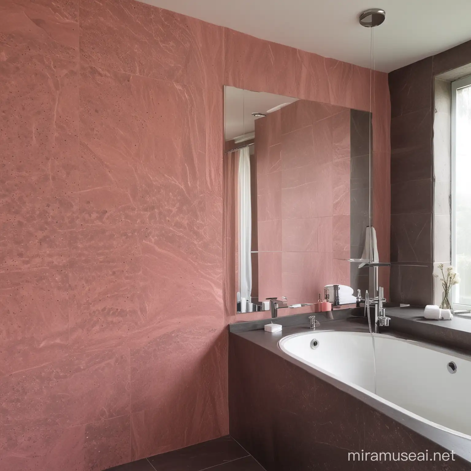 Elegant Pink Basalt Bathroom with Modern Fixtures