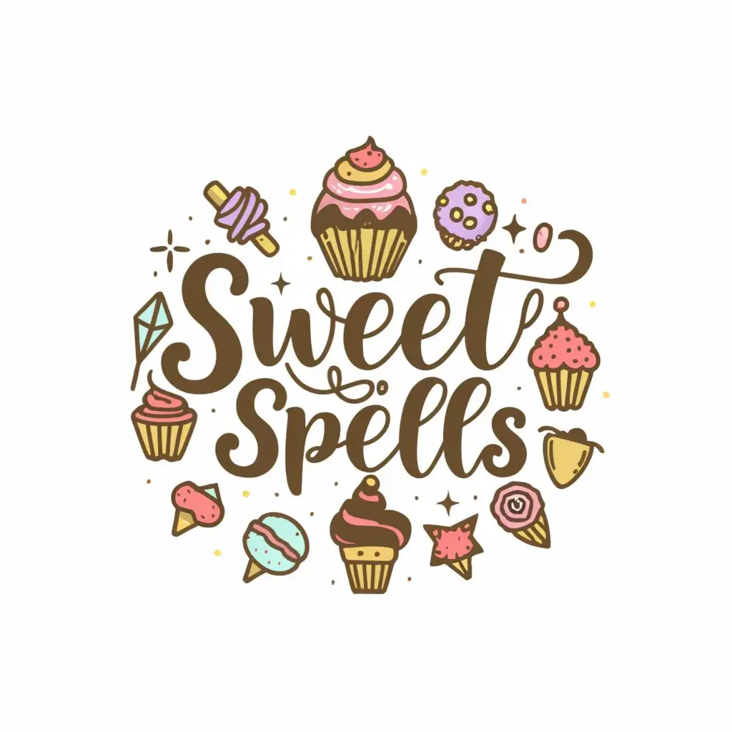 a logo design,with the text "Sweet Spells", main symbol:bakery, dessert, magic,Moderate,clear background