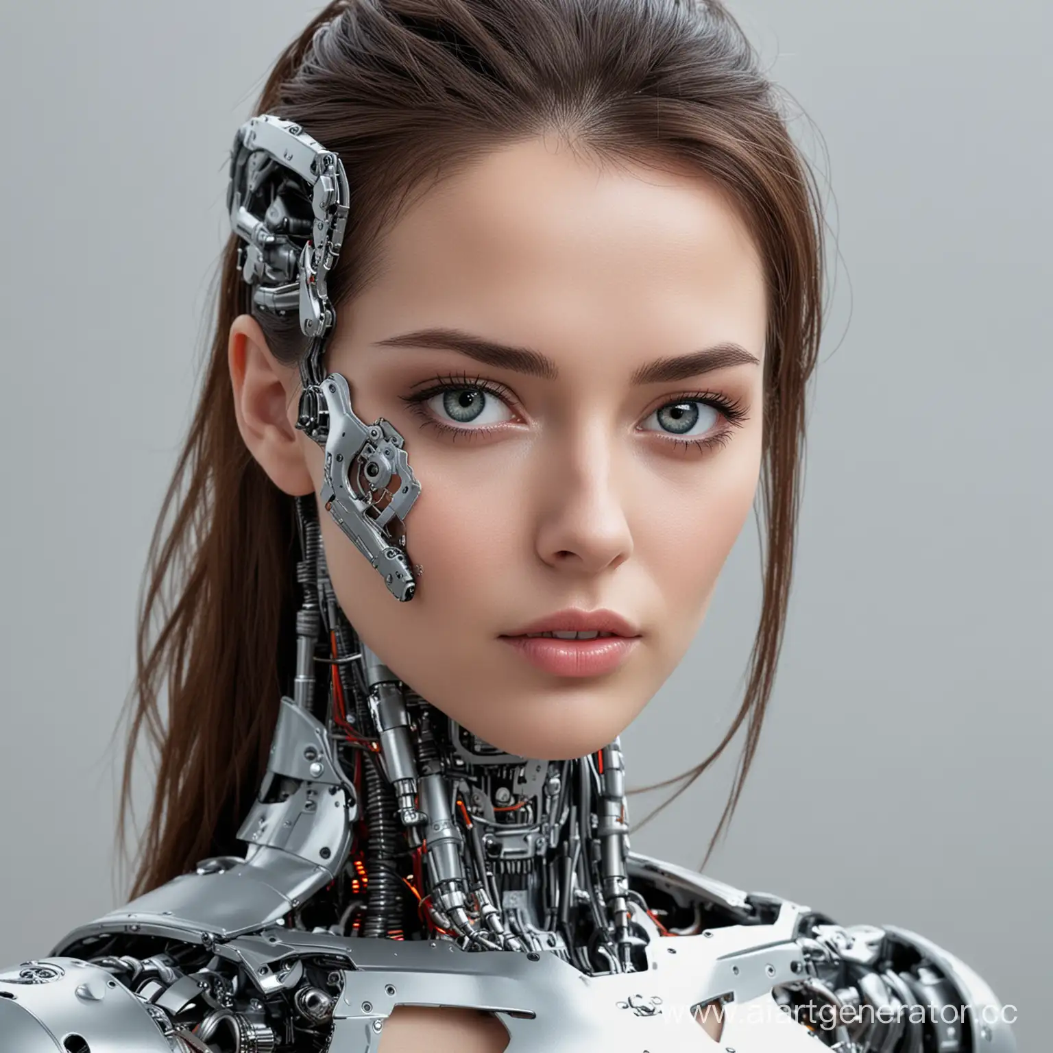 красивая девушка-терминатор пол лица робота