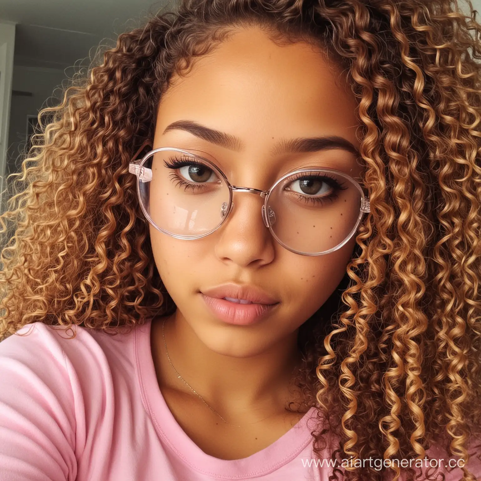 Portrait-of-a-Stylish-CurlyHaired-Mulatto-Teenager-with-Glasses
