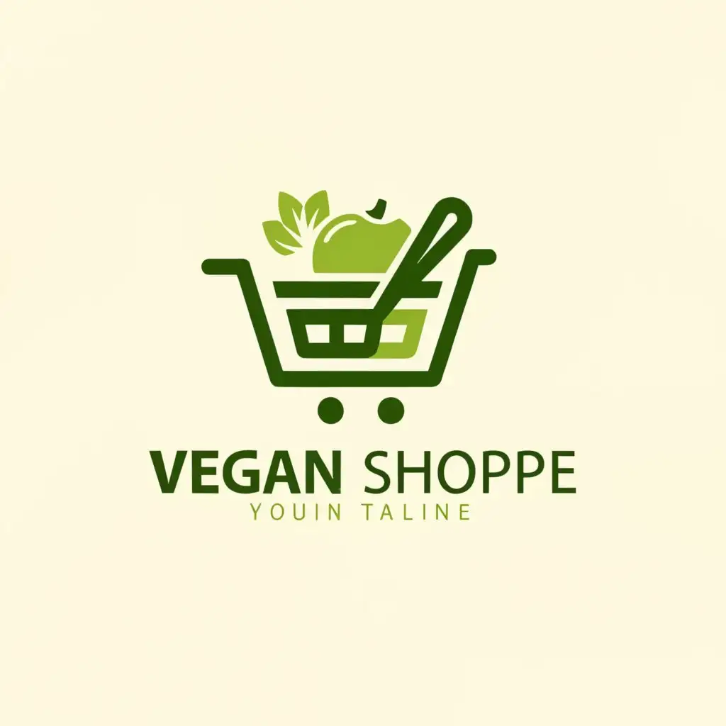 a logo design,with the text "vegan shoppe", main symbol:online shopping vegan product,Moderate,be used in Retail industry,clear background