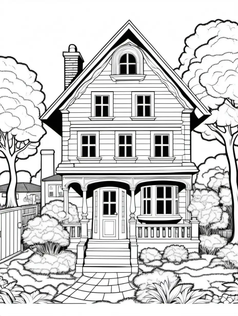 coloring page retro house