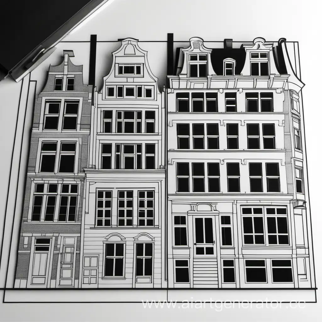 черно белый чертёж для лазерного резака одного амстердамского дома 