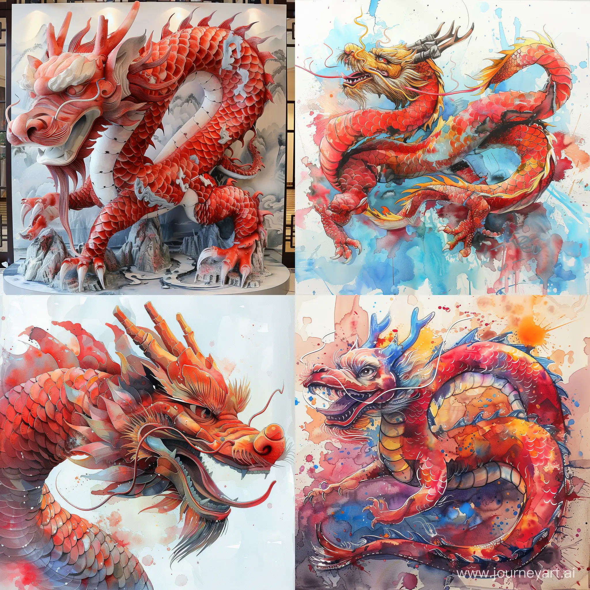 Vibrant-ThreeDimensional-Red-Chinese-Dragon-in-Stunning-Watercolor