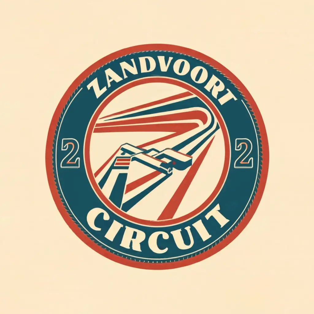 a logo design,with the text Zandvoort Circuit, version 2014, main symbol:a racetrack circuit park speed logo, red white and blue, 70's style, round with a swoosh,on a big upside down triangle, there is a fast car driving around and we see clear bright skies,Moderate,be used in Automotive industry,clear background, fast, clear, 10's