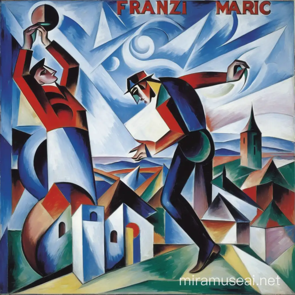 Colorful Surrealistic Cubist Painting by Franz Marc