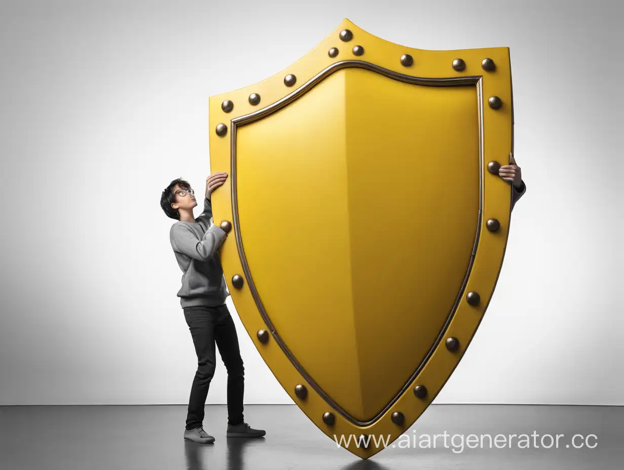 Person-Holding-Big-Yellow-Shield-for-Protection