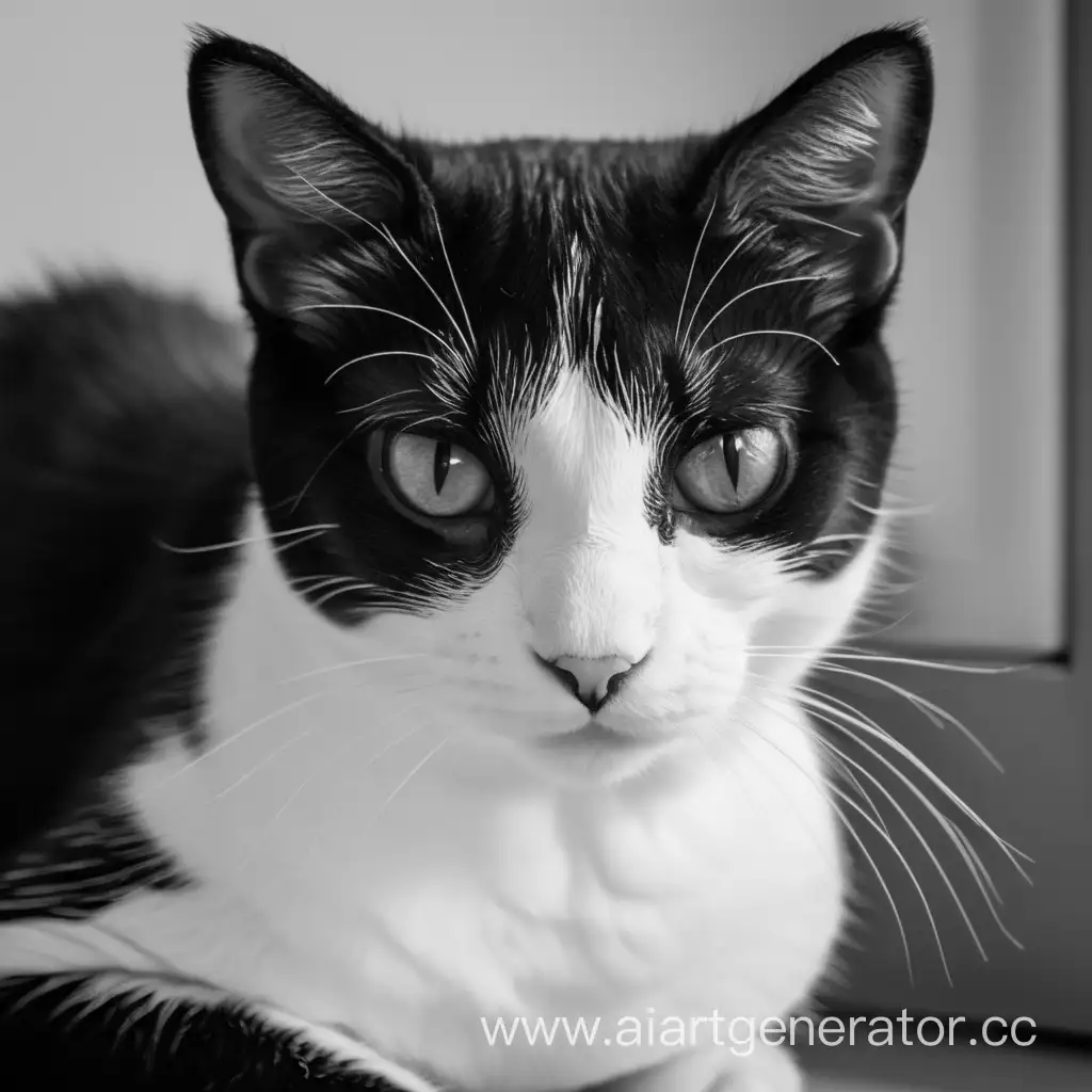 четкий чёрно белый кот