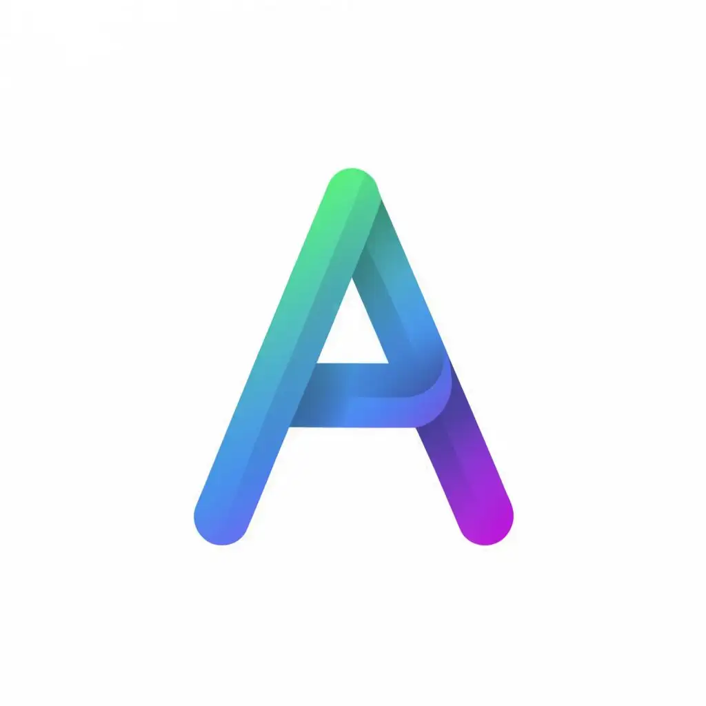 logo, inverted A, with the text "A", typography, be used in Internet industry, green and violet colors