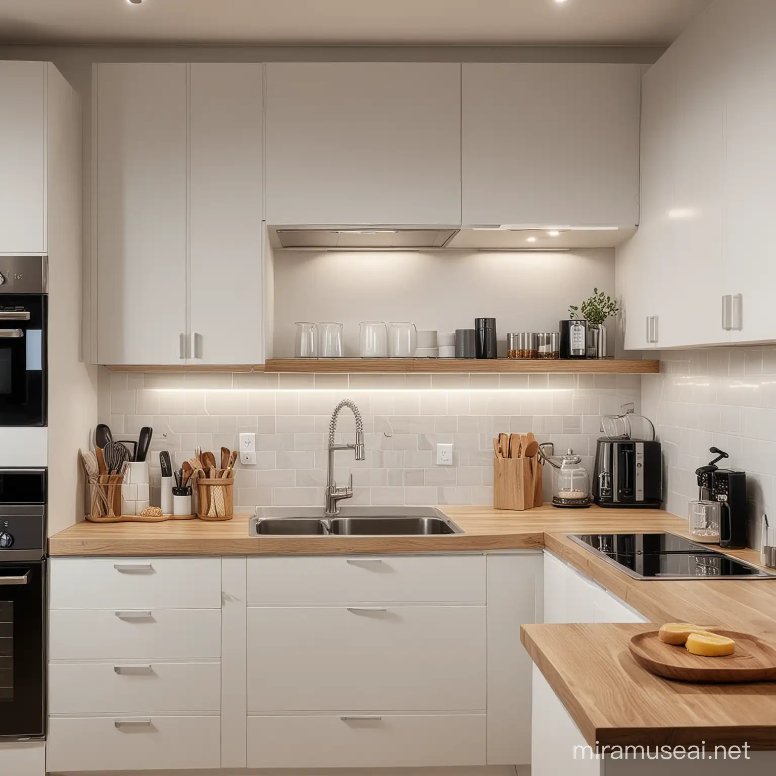 Modern Kitchen with CloseUp of Electrical Devices
