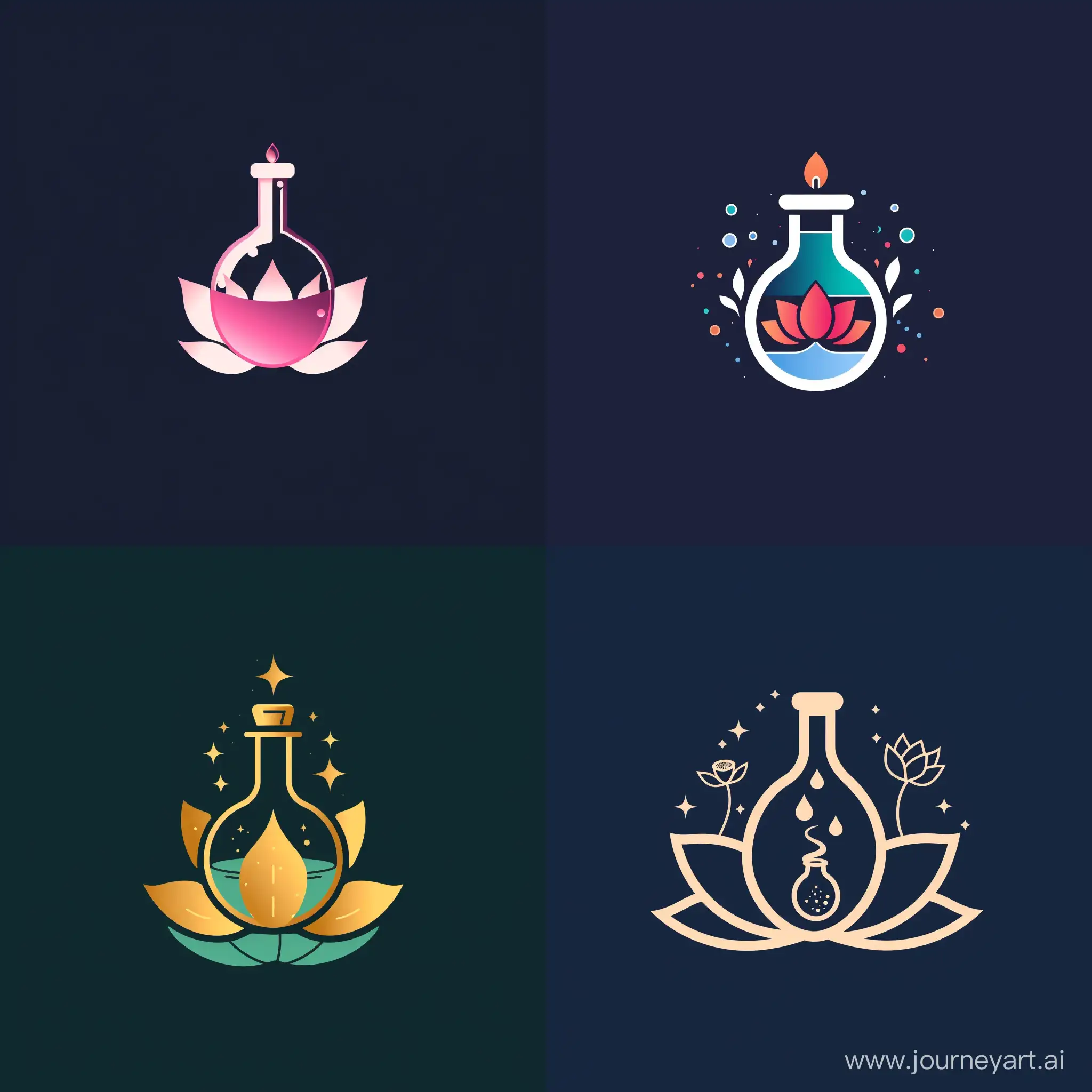 logo d'un laboratoire pour un élixir d'amour avec une feuille de lotus 