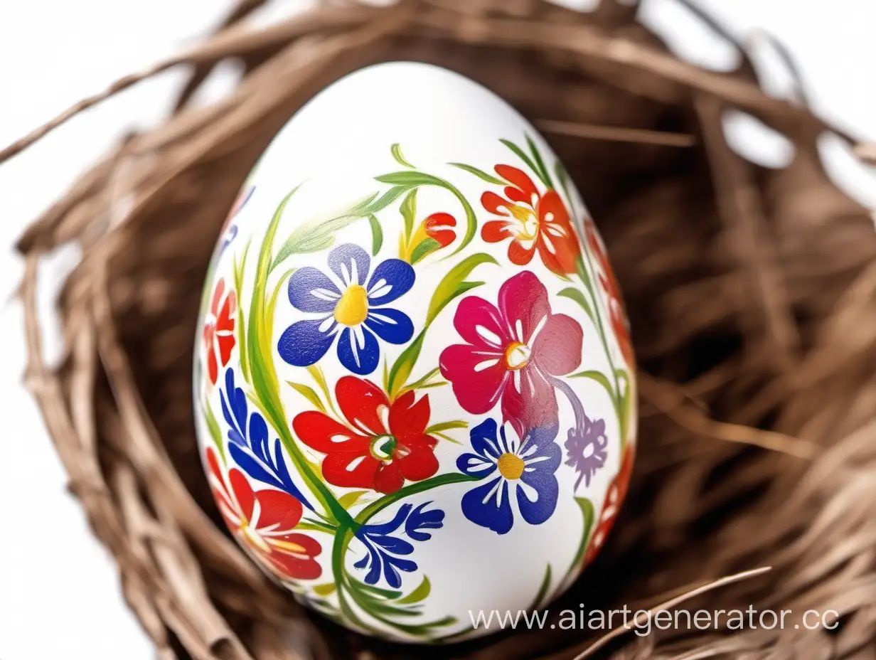 Easter egg, painted close-up, isolated on a white background