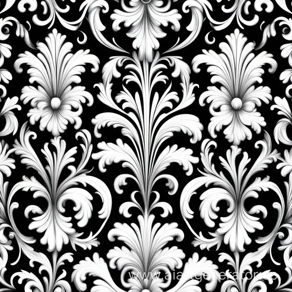 Elegant-Floral-Baroque-Pattern-in-Black-and-White-Vector-Illustration
