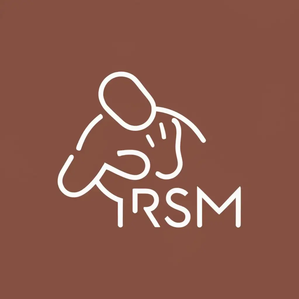 logo, hands on a person's back, with the text "RSM", typography, be used in Beauty Spa industry - blue background