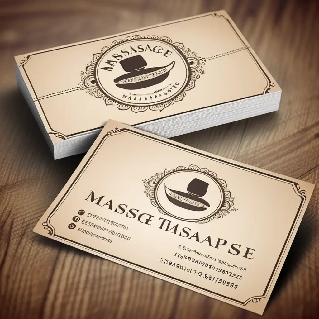 Vintage Massage Therapist Business Card in Realistic Style