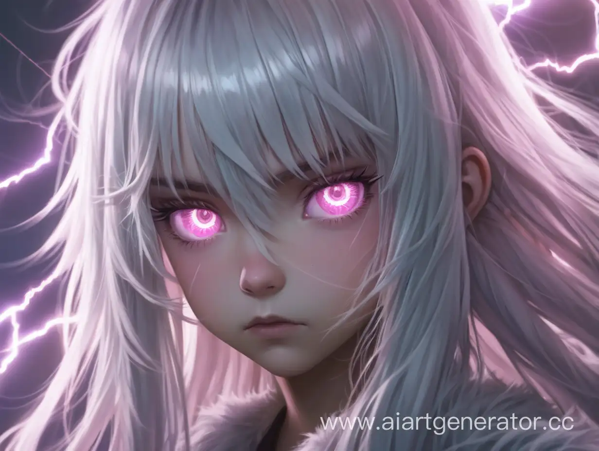Enigmatic-Girl-with-Shaggy-White-Hair-Surrounded-by-Ethereal-Lightning