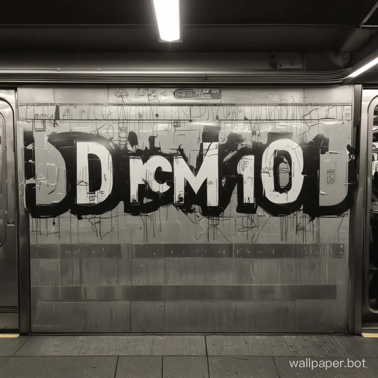 new york subway, graphity on subway that says Demo