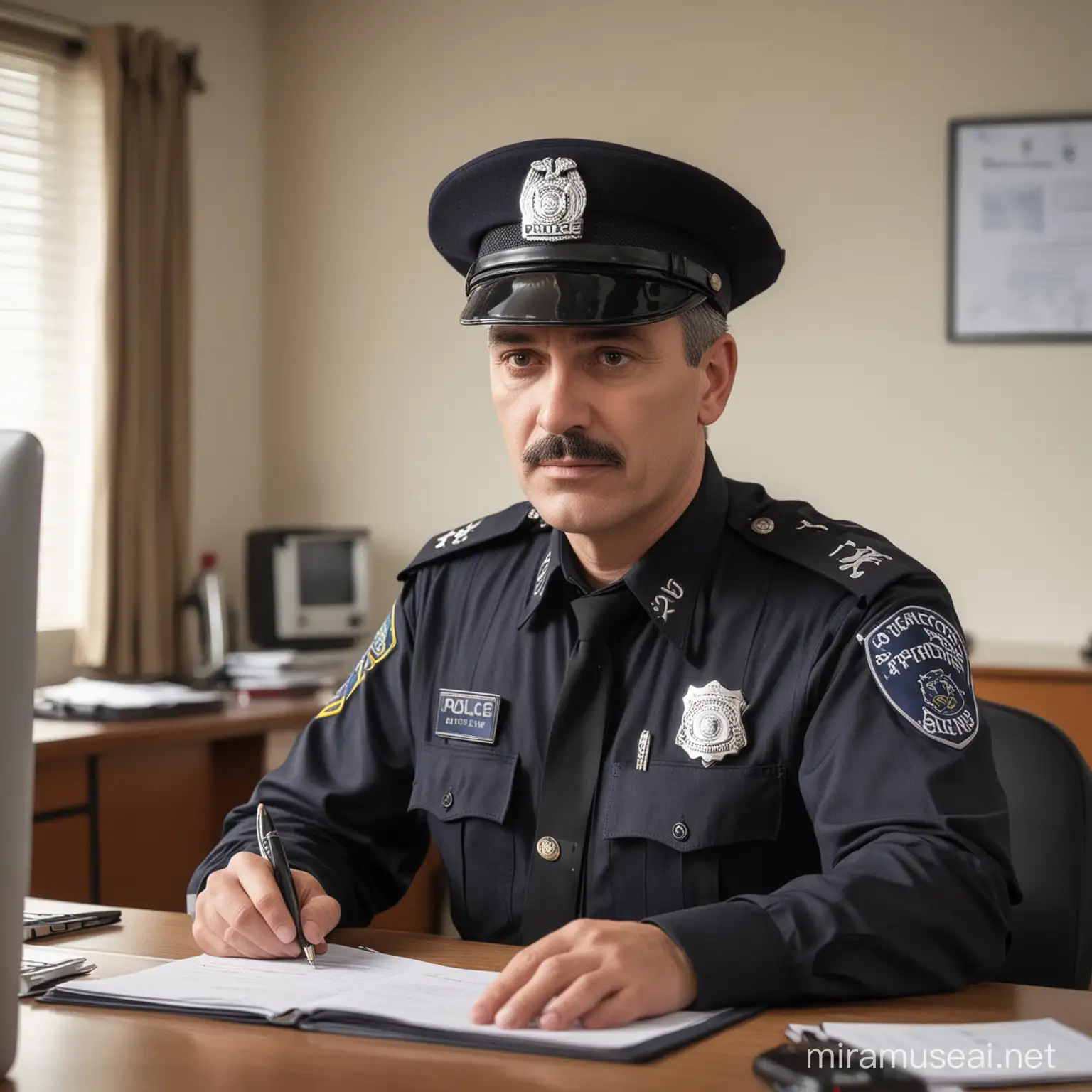 Police Chief in Office Command Center