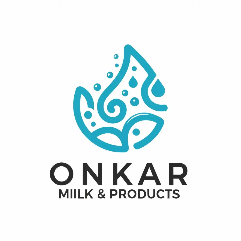 a logo design,with the text "ONKAR MILK AND PRODUCTS", main symbol:milk drops,complex,clear background