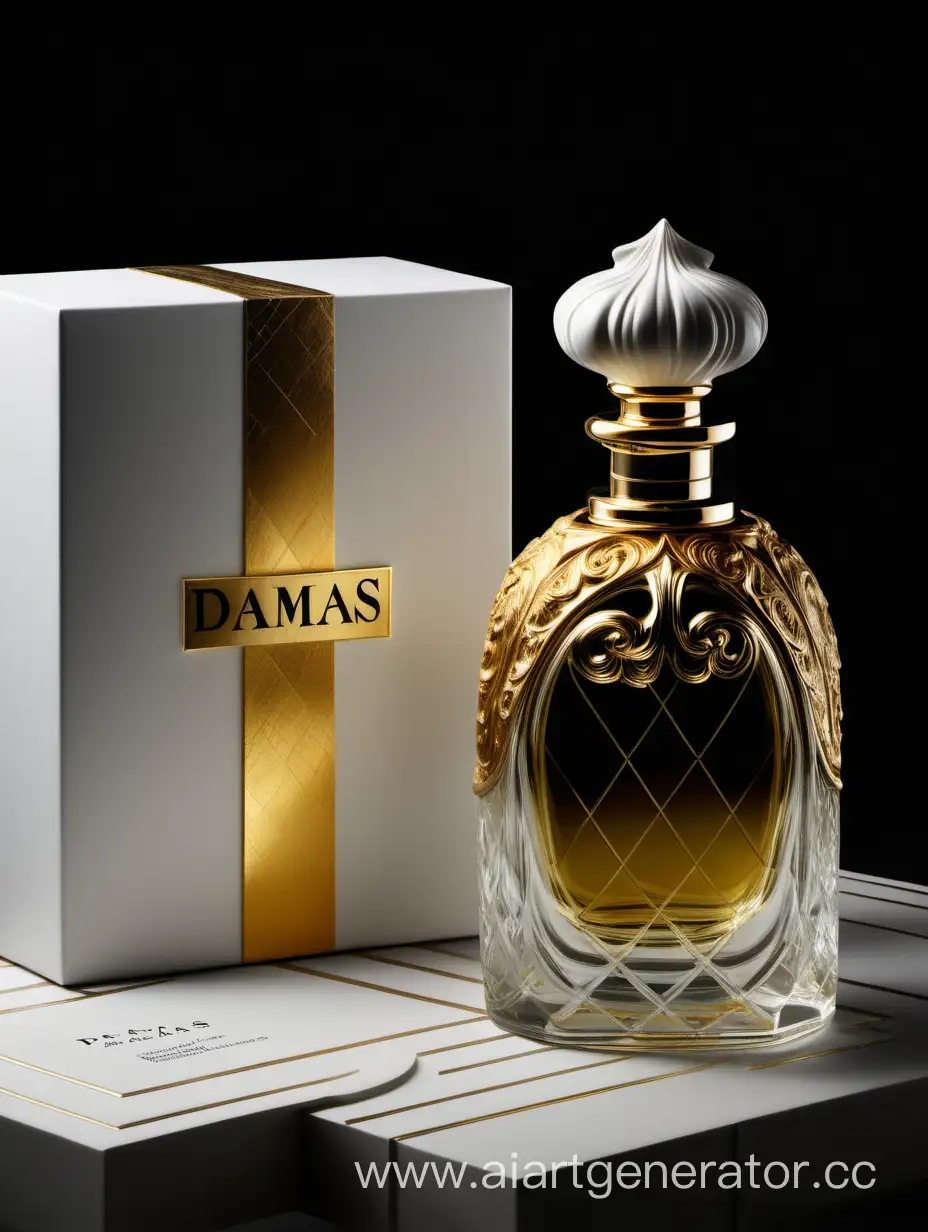Luxurious-Damas-Cologne-Display-in-Baroque-White-Box-with-Golden-Accents