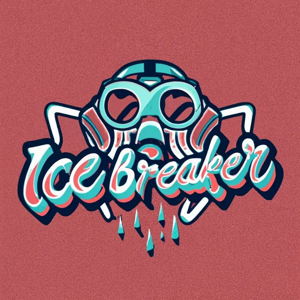 logo, gas mask/ ice, with the text "ice breaker", typography, be used in Entertainment industry